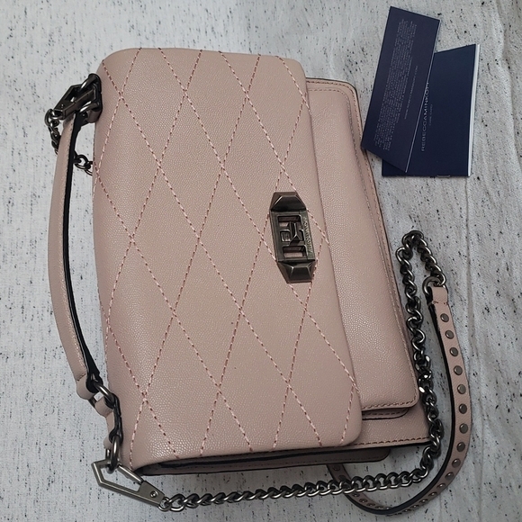 Rebecca Minkoff Je T'aime Quilted Blush Pink Leather Cross Body Bag - Picture 1 of 9